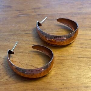 Hammered Copper Hoop Earrings